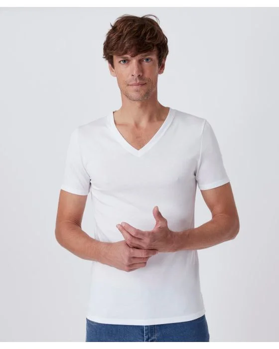 T-shirt col V, maille jersey Climatyl