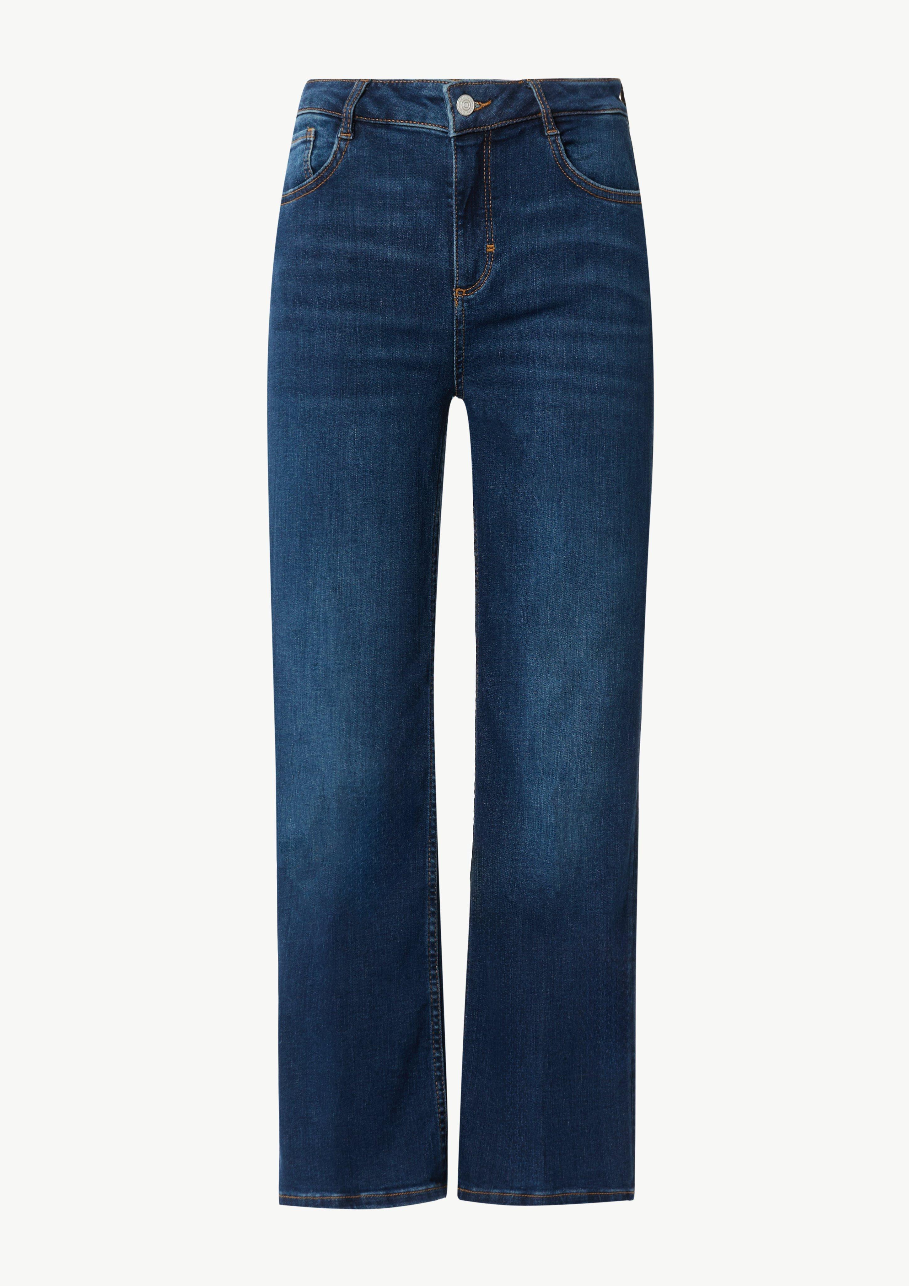 Elastische Ankle-Jeans mit leicht ausgestelltem Bein - dunkelblau