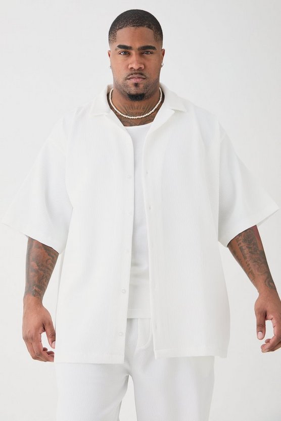 Plus kurzärmliges Oversize Hemd & Hose mit geradem Bein