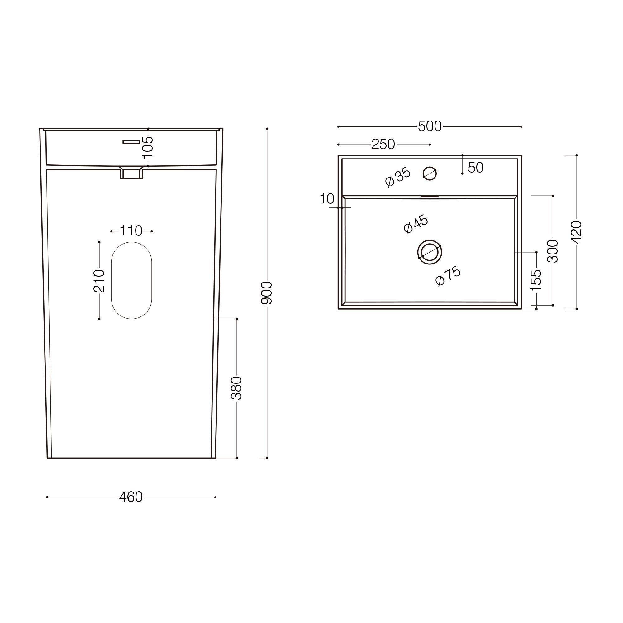 doporro Waschbecken doporro Design Standwaschbecken BTH: 42x50x90cm Colossum34, aus Gussmarmor, Waschtisch, Waschplatz
