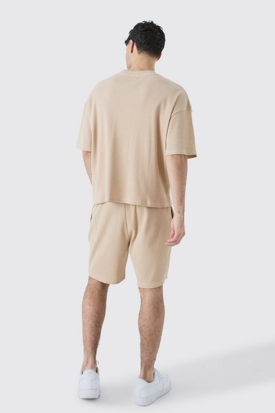 Kastiges Oversize T-Shirt in Waffeloptik