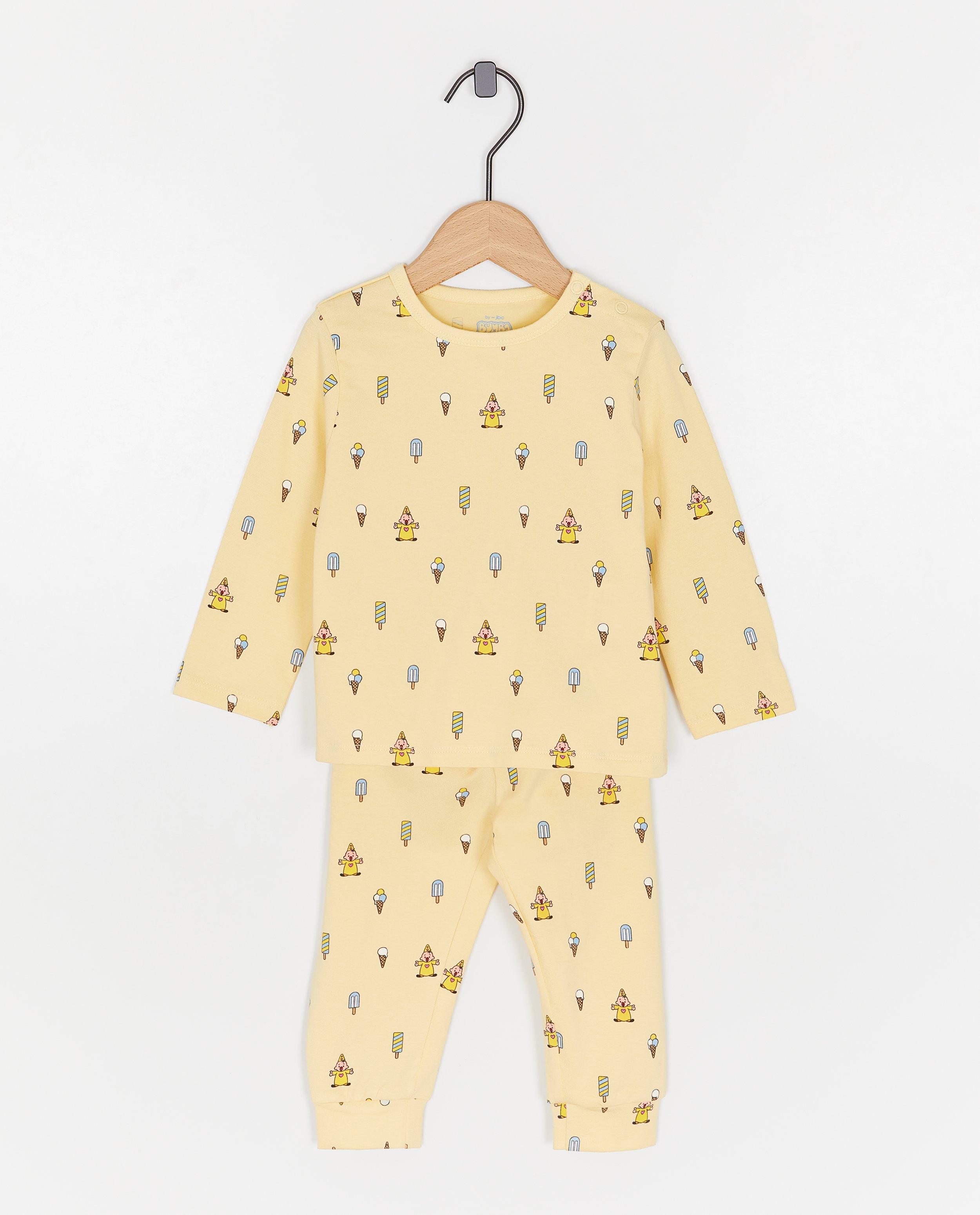Bumba-pyjamas med ljusgult tryck