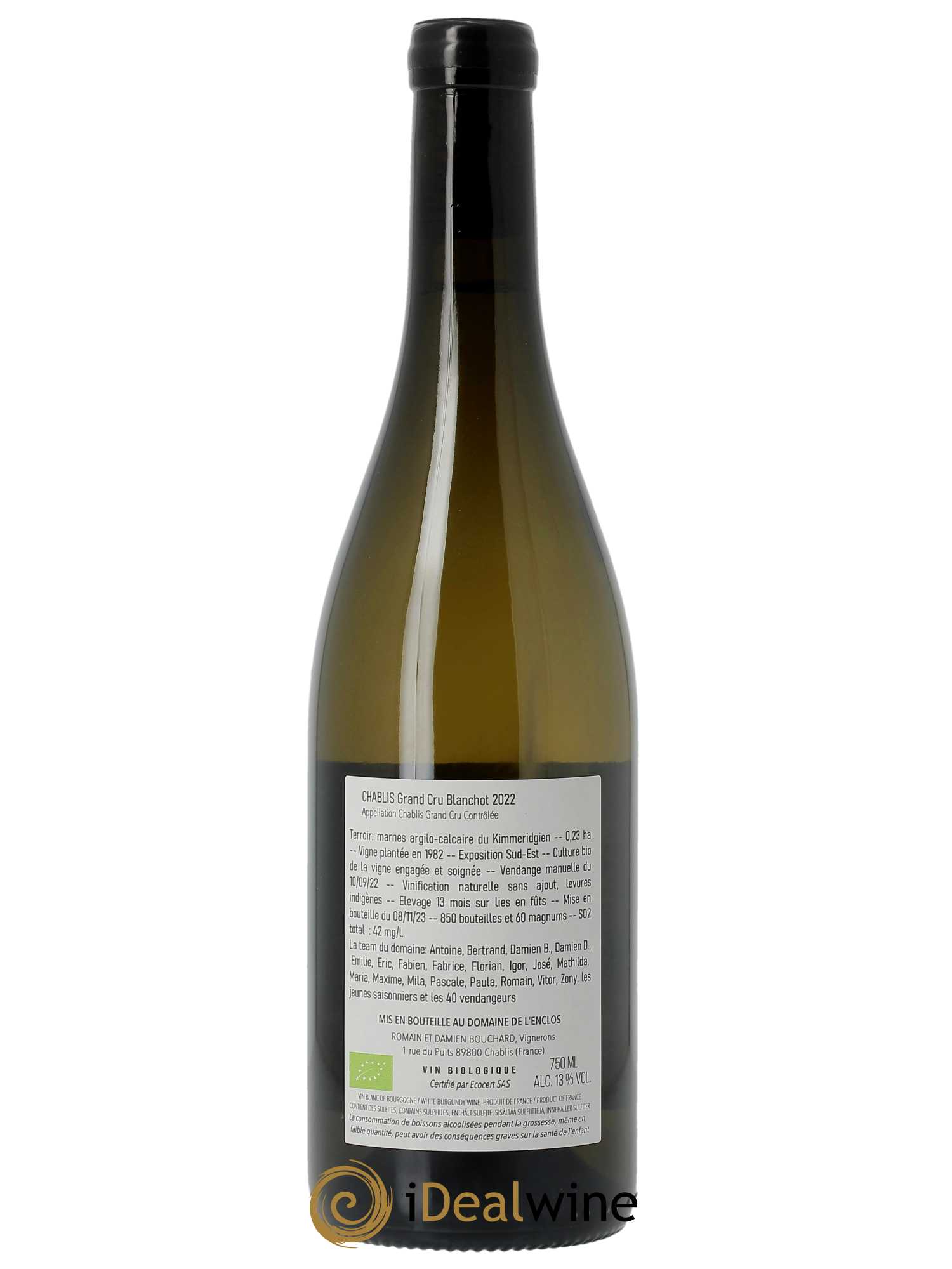 Chablis Grand Cru Blanchot Domaine de l'Enclos  2022 - Lot de 1 Bouteille