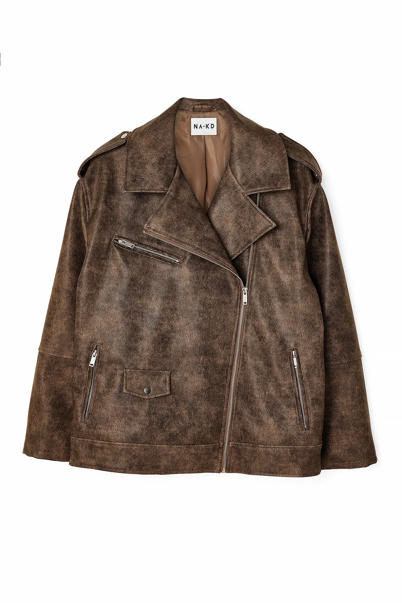 Verwaschene PU-Bikerjacke