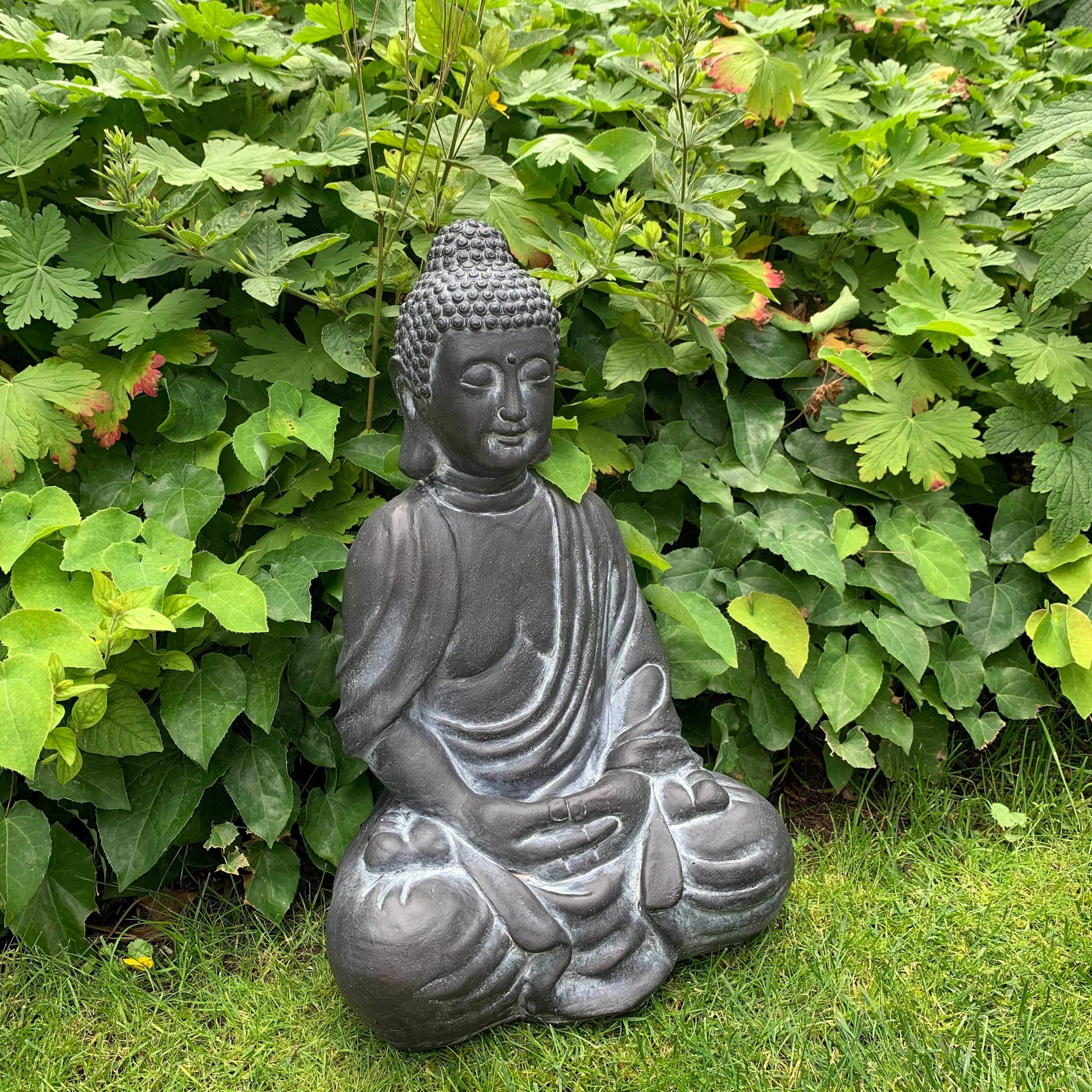 K&L Wall Art Buddhafigur Nepal Buddha Statue Kunststein Beton Feng Shui Deko (1, Gartenfigur), 45cm große Steinfigur Wellness Gartendeko