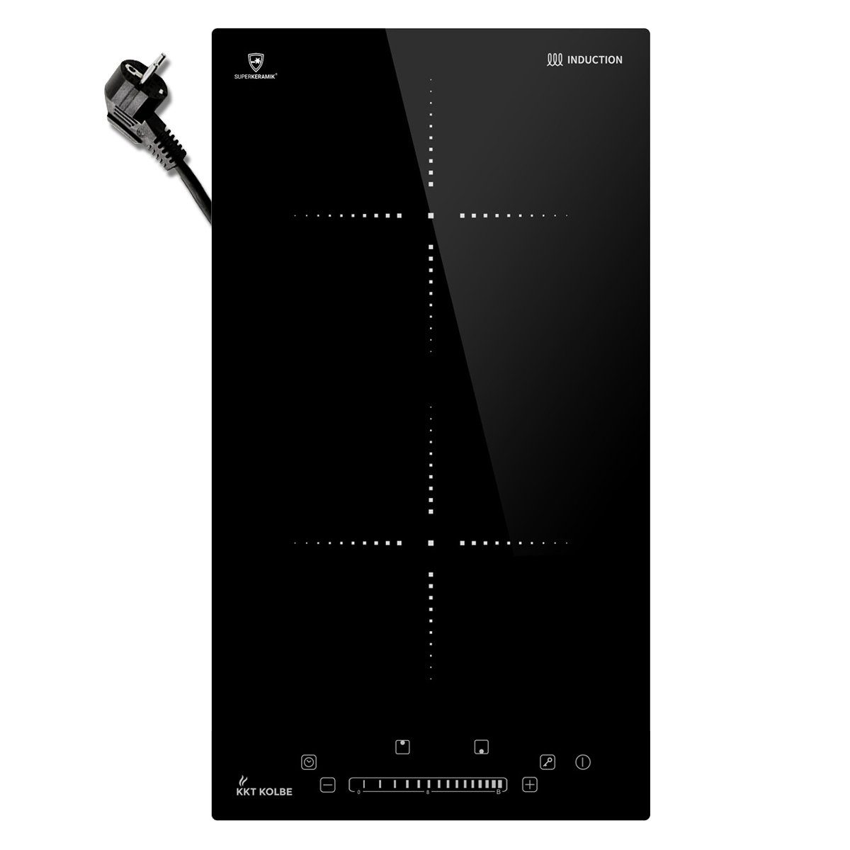 KKT KOLBE Elektro-Kochfeld IND292, 29cm / Autark / 15 Stufen / 2 Zonen / Rahmenlos / Sensortasten & LED