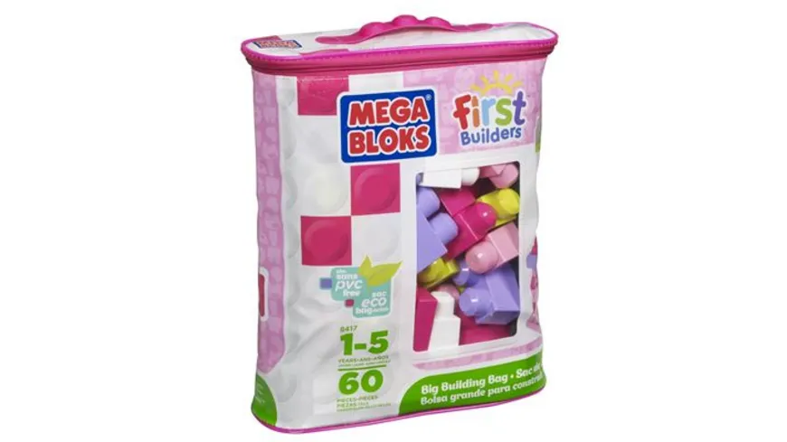 Mega Bloks Bausteine-Beutel pink (60 Teile), Steck-Bausteine Kinder, Bauklötze