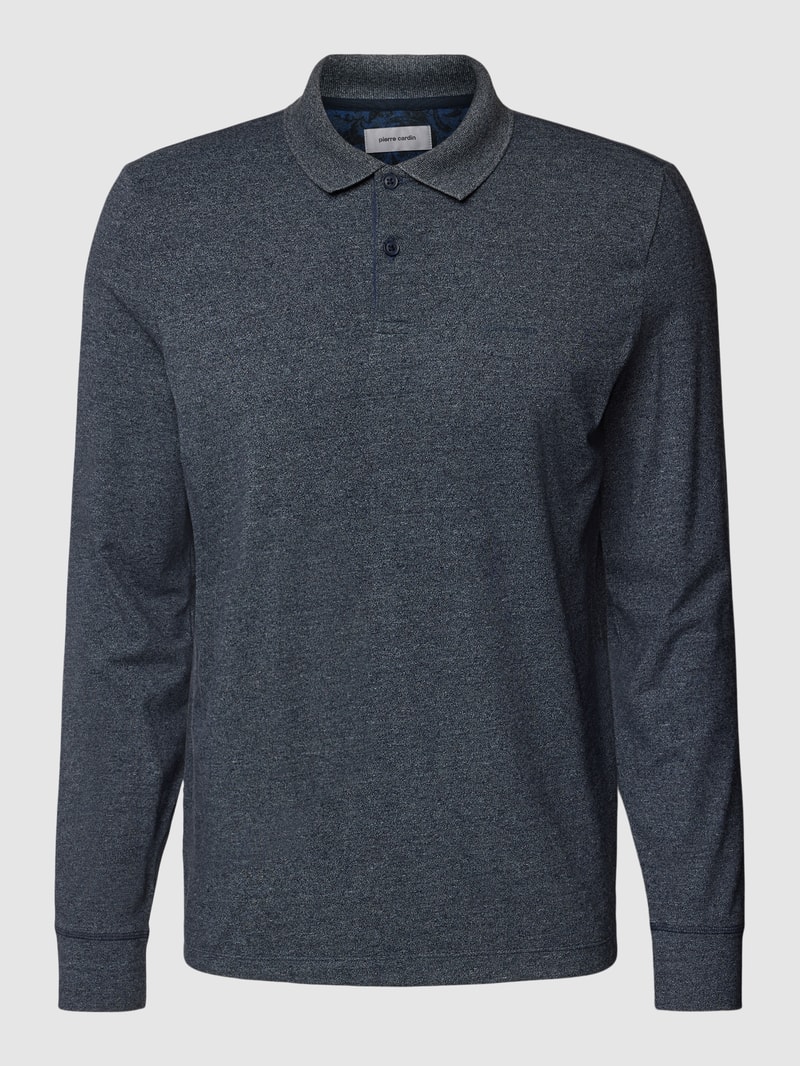 Longsleeve mit Polokragen und kurzer Knopfleiste in marineblau