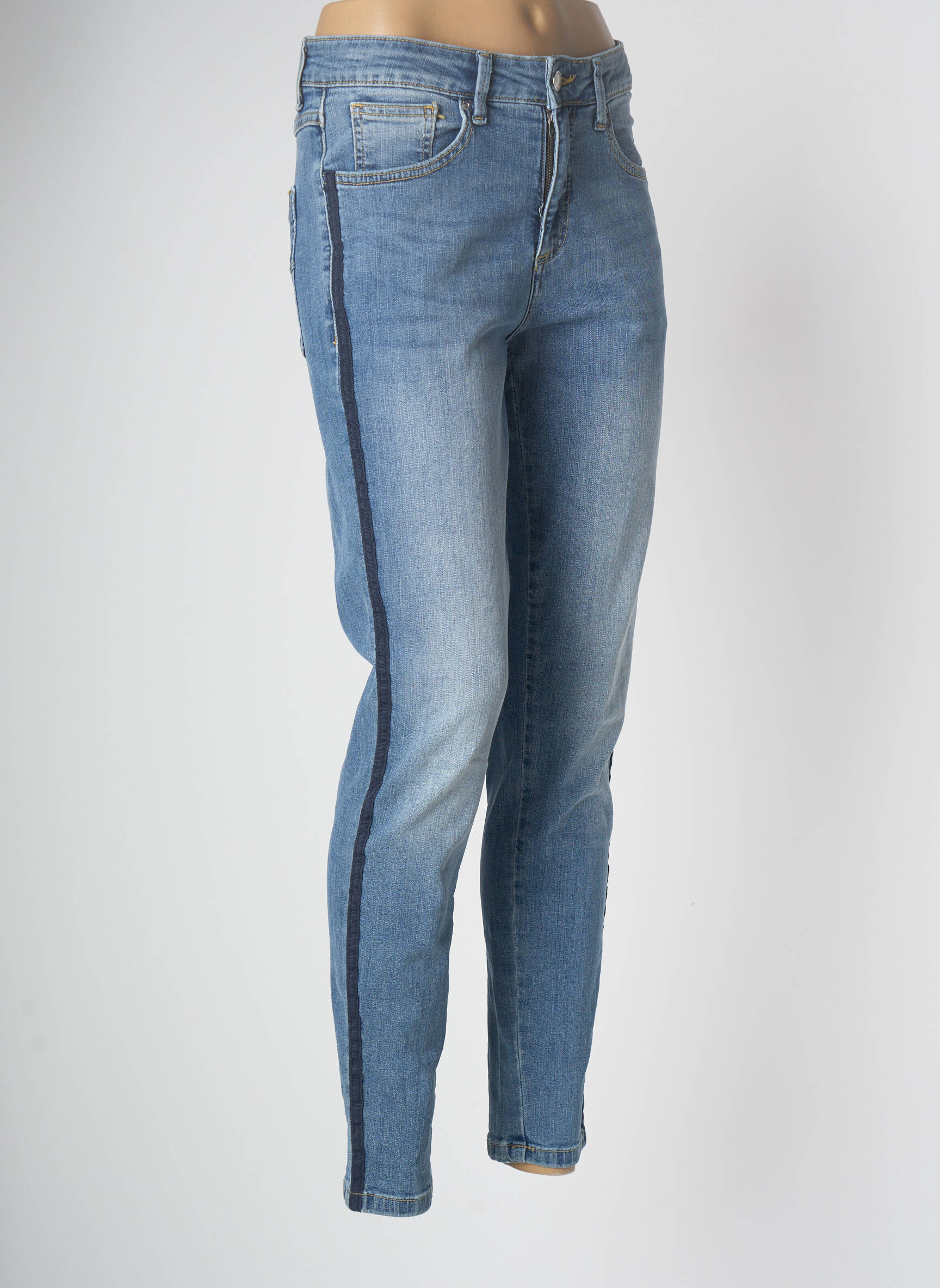 B Young Jeans Coupe Slim Femme couleur bleu