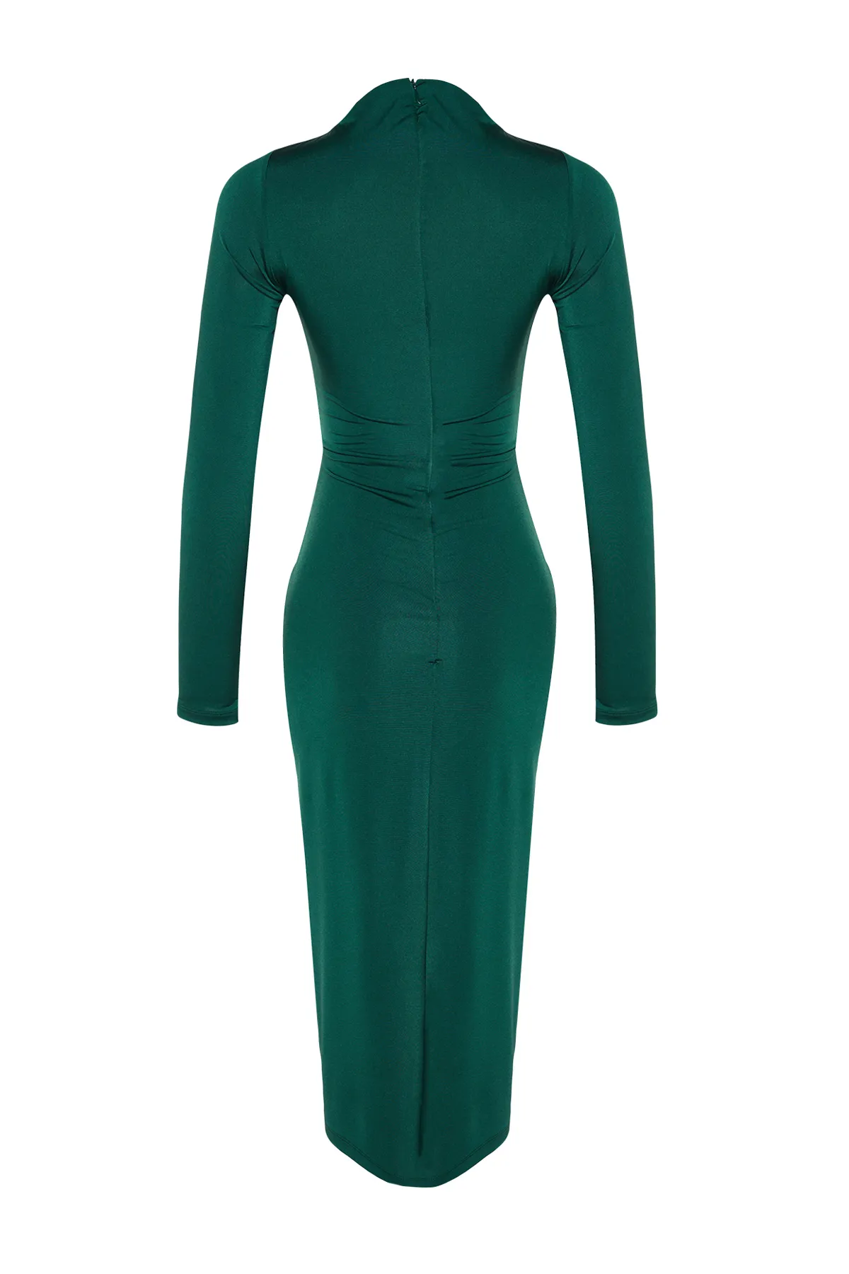 Trendyol Collection  Smaragdgrünes, figurbetontes Strickkleid mit Fenster-/Ausschnittdetail TPRAW24EL00143