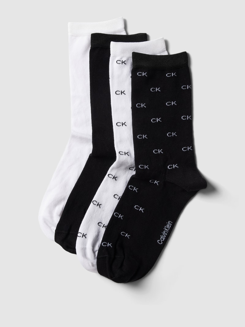 Socken mit elastischen Abschlüssen im 4er-Pack in schwarz