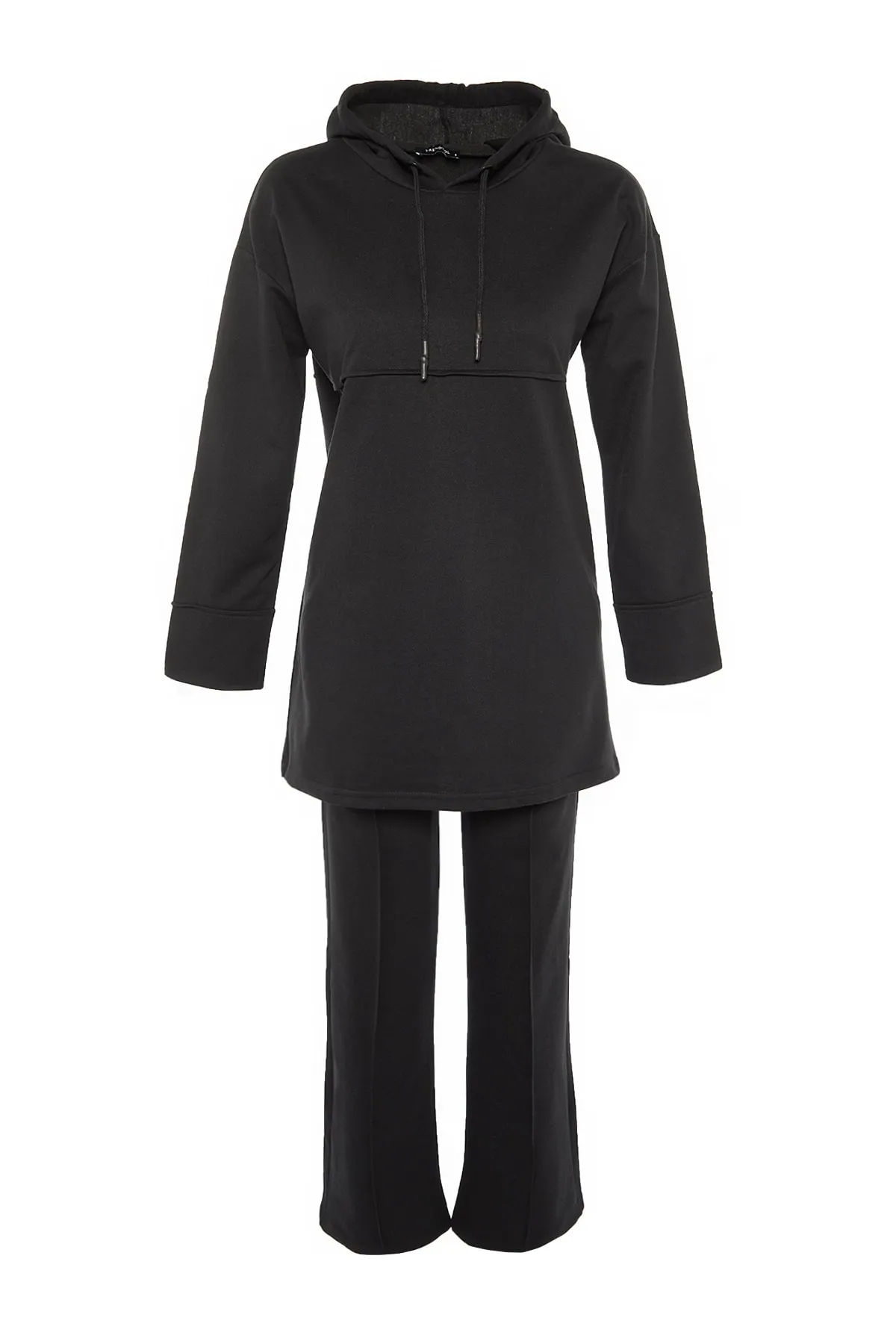 Trendyol Modest  Schwarzes Strick-Trainingsanzug-Set mit Kapuze TCTAW23EN00012