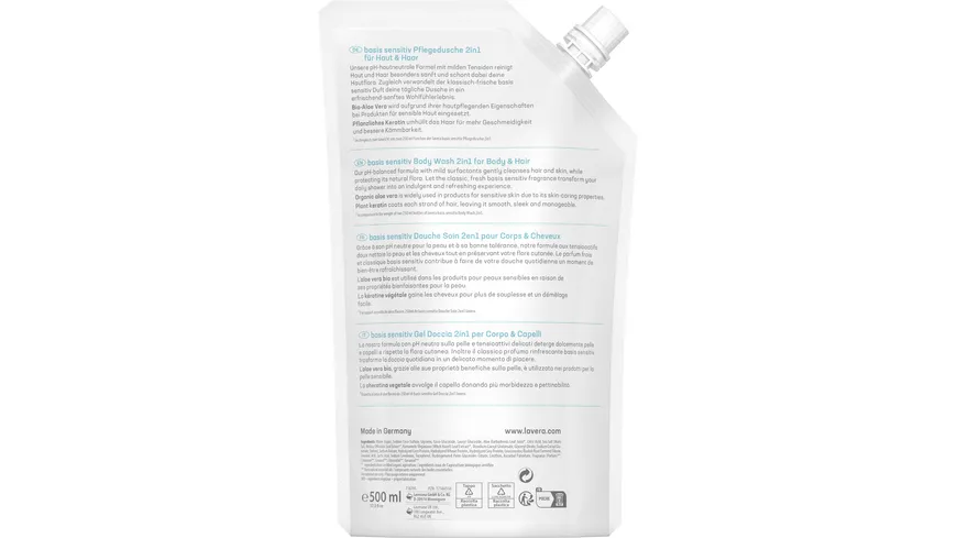 lavera basis sensitiv Pflegedusche 2in1Nachfüllbeutel 500 ml