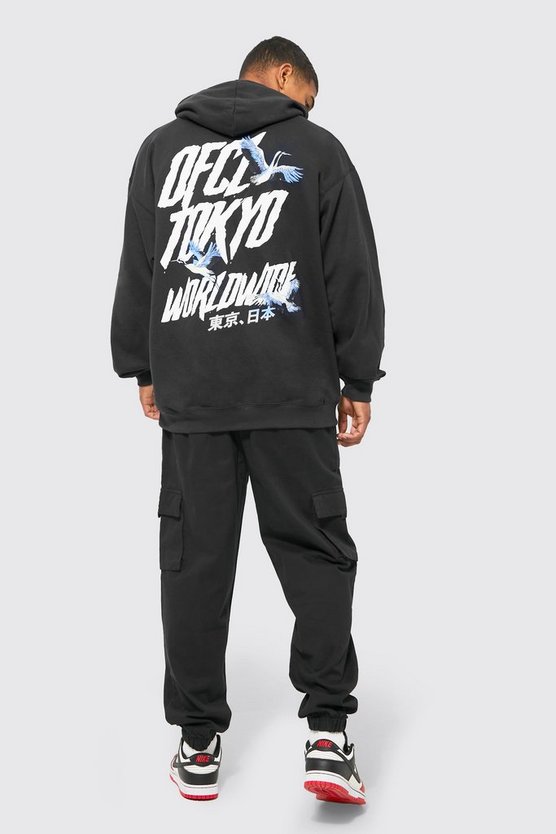Twill Cargo-Jogginghose mit Gürtel