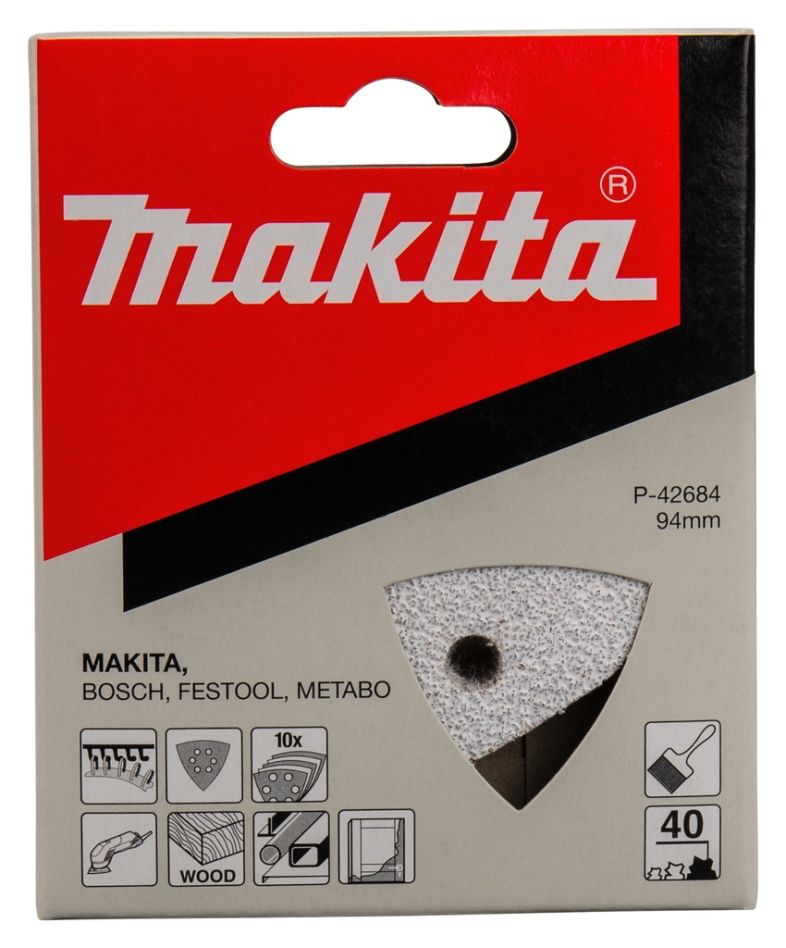 Akcesoria Makita P-42684 Papier ścierny 94x94 mm Ziarnistość 40 BIAŁY 10 szt.