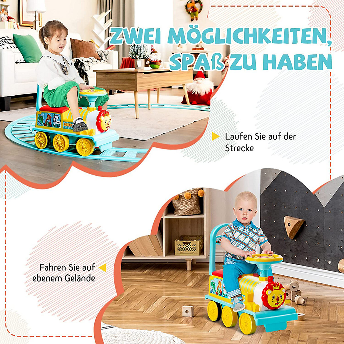 6V Elektroauto Zug mit Schienen mit Musik & Lichter