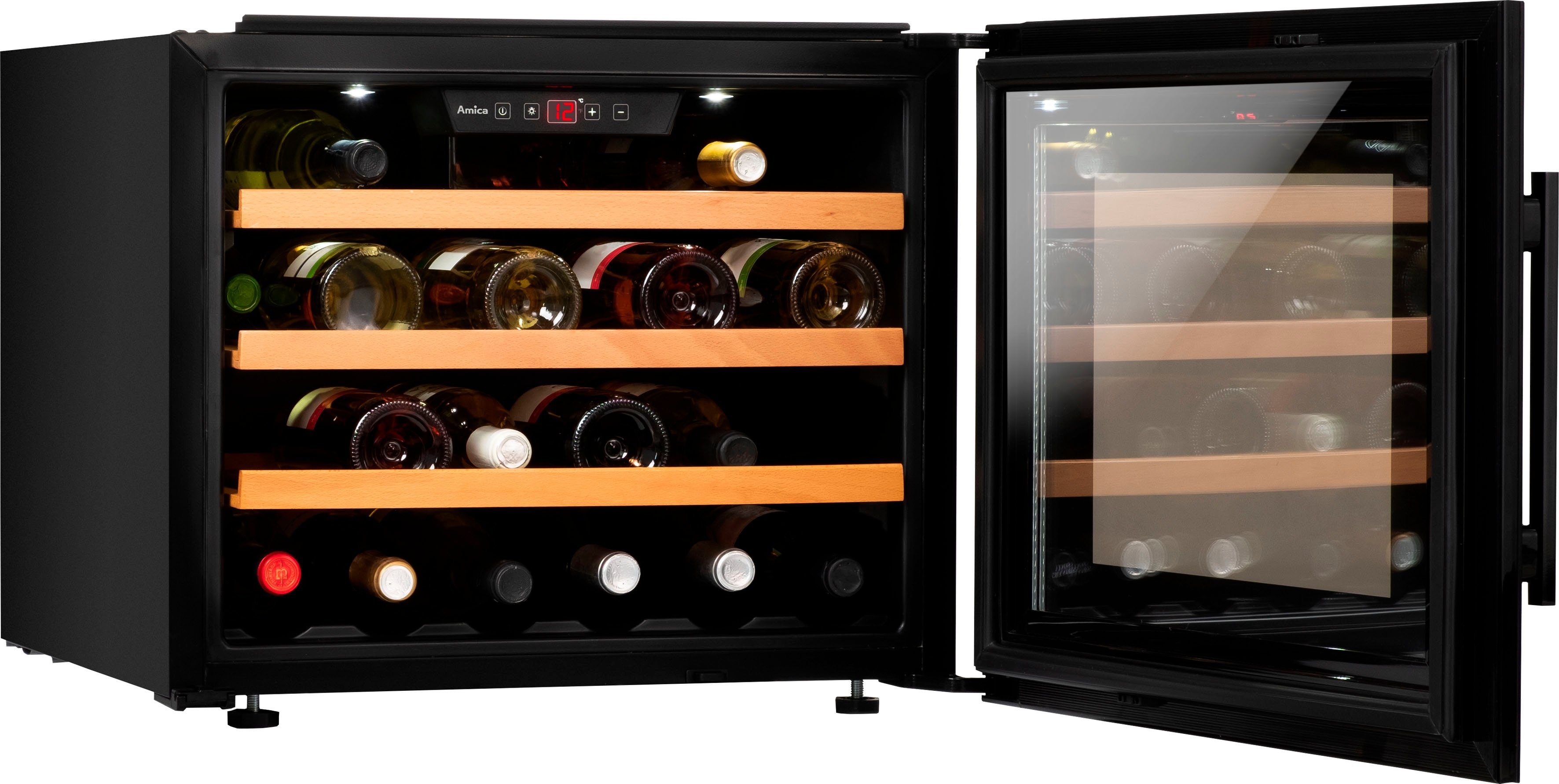 Amica Einbauweinkühlschrank WK 341 200 S, für 24 Standardflaschen á 0,75l,LED-Beleuchtung