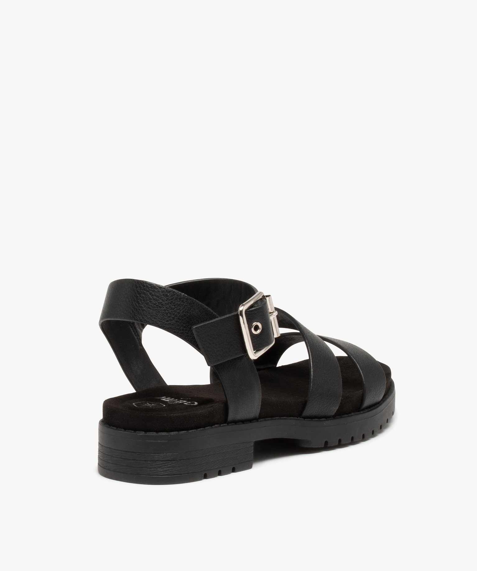 Sandales femme unies à semelle crantée style rock noir | GEMO