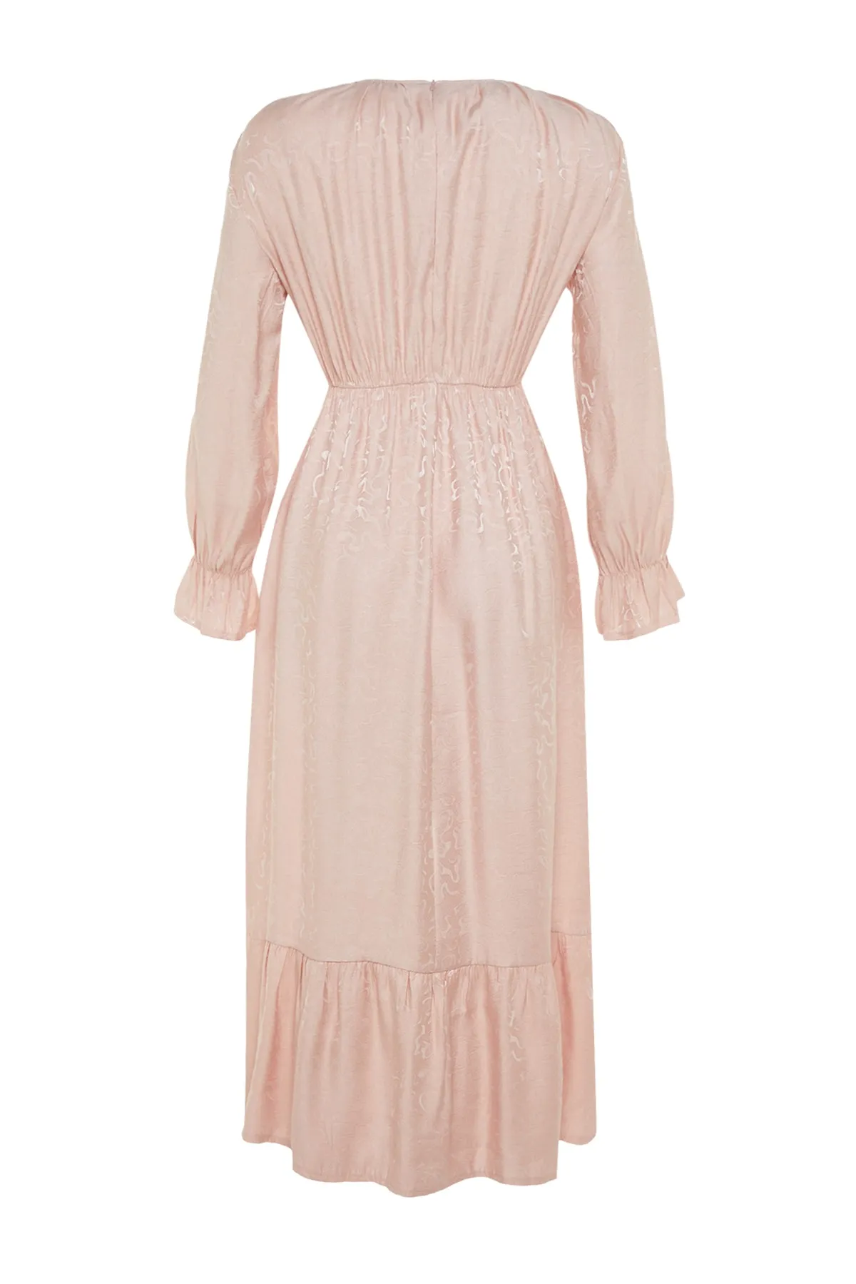 Trendyol Modest  Hellrosa Abendkleid mit selbstgemustertem Raffdetail TCTSS23DB00035