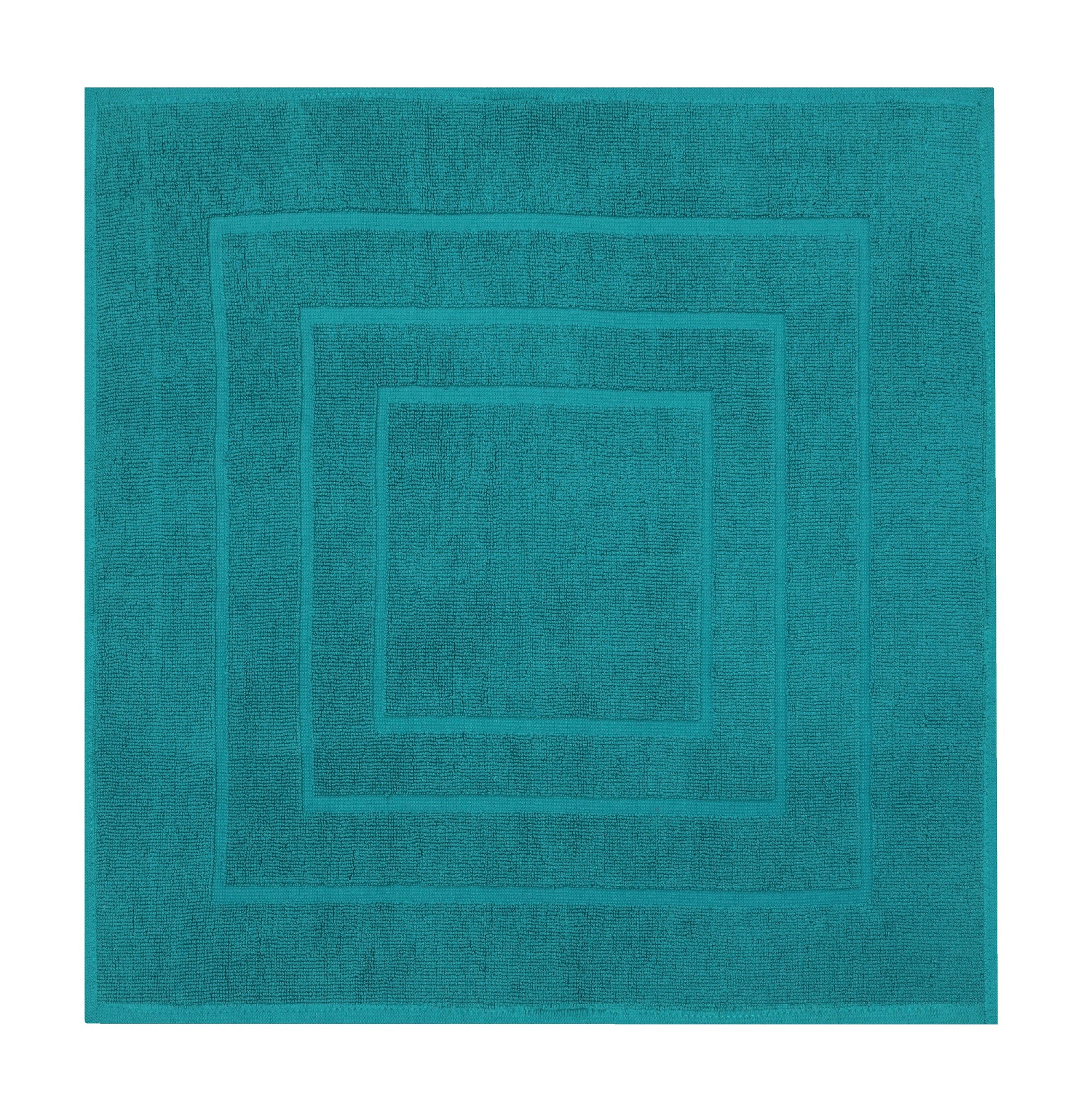 Badematte 2 Stück Badvorleger Palermo 100% Baumwolle Badematte Badteppich Duschvorlage Größe 60x60 cm Qualität 680g/m² Betz, eingewebte Quadratmuster, strapazierfähig, Baumwolle, quadratisch