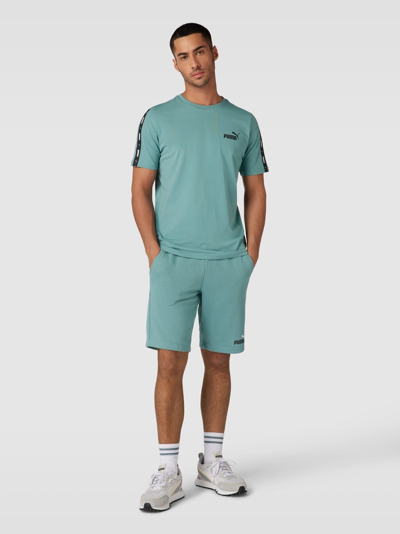 Sweatshorts mit Label-Print in petrol