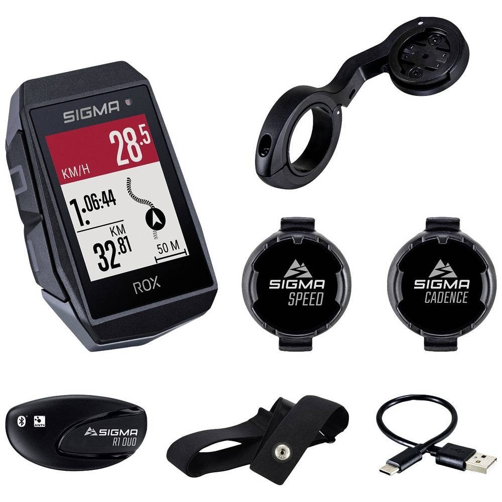 SIGMA SPORT Black) Sensor Set Fahrrad-Navigationsgerät (GPS, GLONASS, spritzwassergeschützt)