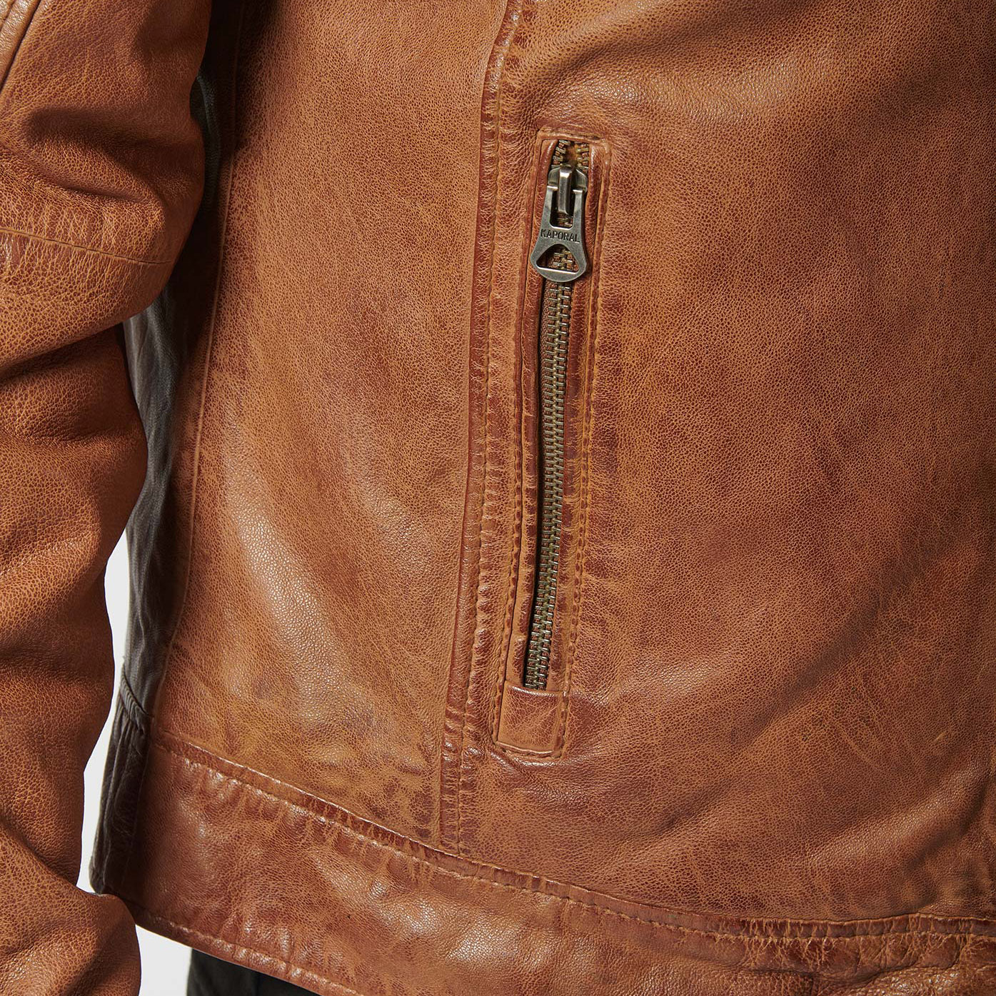 UNIQ   Veste en cuir marron Homme