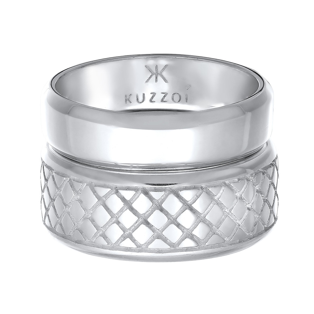 KUZZOI KUZZOI Bague Jeu de bagues pour hommes - Basic Solid Trend Oxidised en argent ste Bague