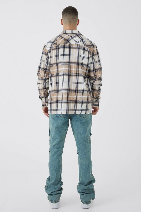 Tall langärmliges kariertes Overshirt