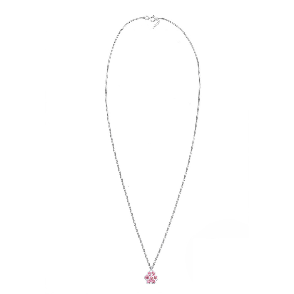 Elli Elli Collier Patte Animal Pink Collier Enfants-(925/100) Argent avec Cristaux collier
