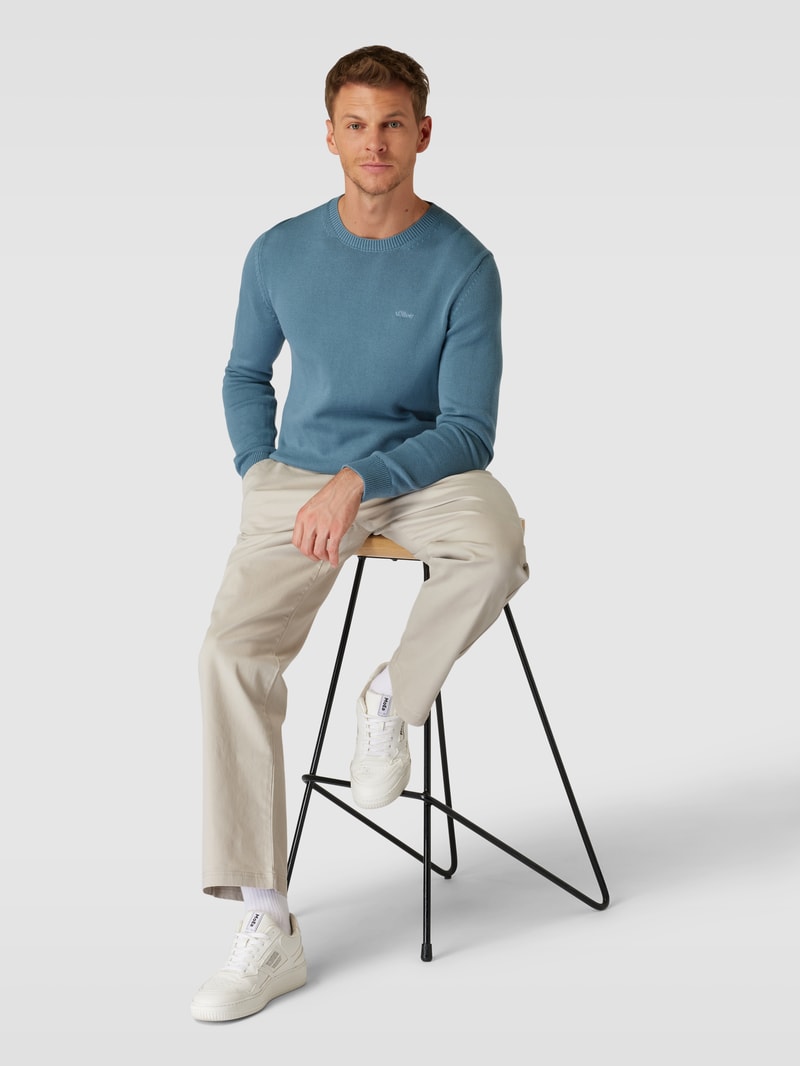 Chino in unifarbenem Design Modell 'Stright Varsity' in beige