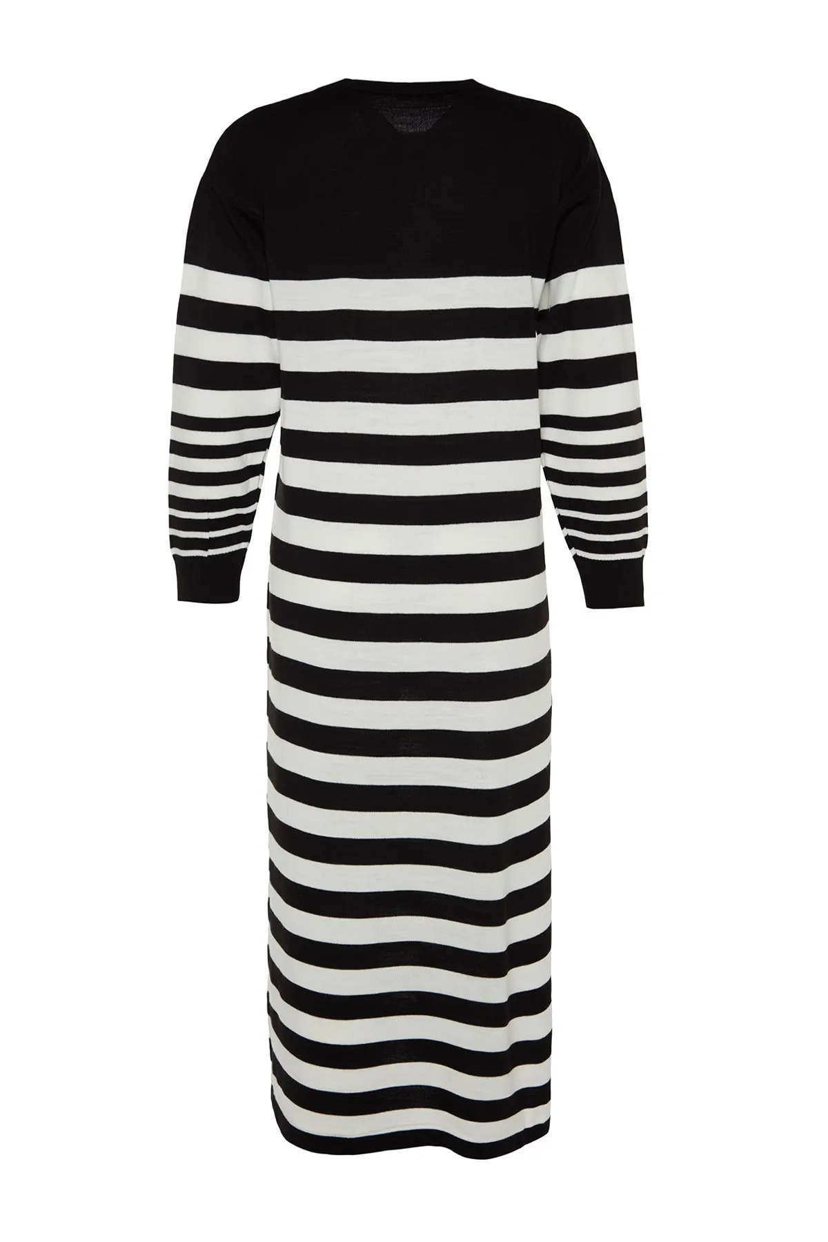 Trendyol Modest  Schwarz-weiß gestreiftes langes Strickkleid TCTAW24EB00020
