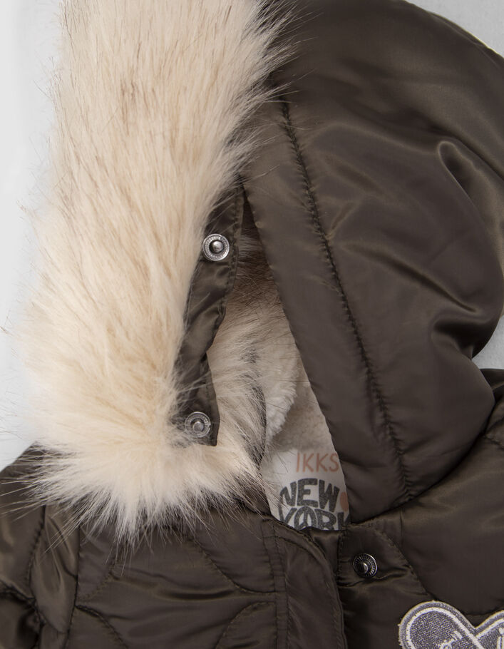 Parka kaki matelassée fourrée à capuche bébé fille