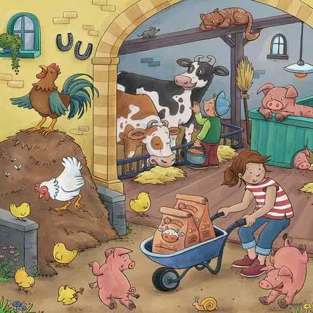 Kinderpuzzle ab 5 Jahren - Viel los auf dem Bauernhof - 49 Teile