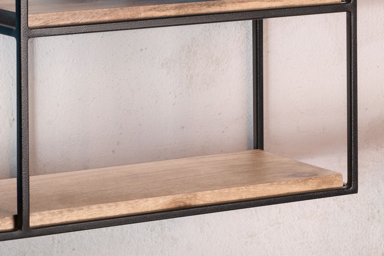 Wohnling Wandregal Holz Metall 60x40x18 cm Hängeregal Regal Rechteckig Massiv Bücherregal Wand