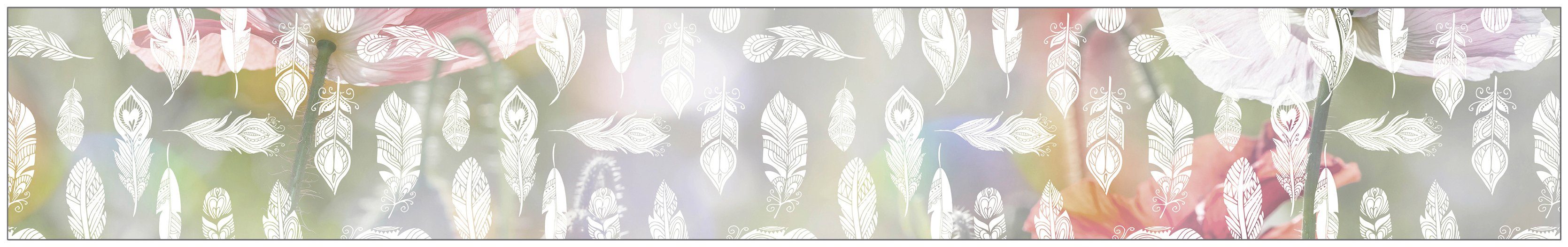 Fensterfolie Look Feathers white, MySpotti, halbtransparent, glatt, 200 x 30 cm, statisch haftend