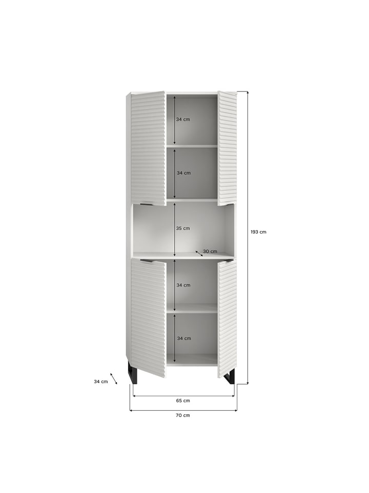 ebuy24 Hochschrank Riff Weiß 70 x 34 cm günstig kaufen onesize