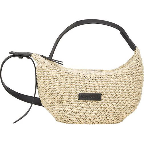 Marc O'Polo Crossbody-Banana-Bag aus Paper-Raffia und Echtleder