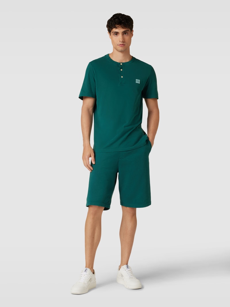 Sweatshorts mit Tunnelzug Modell 'Washer' in petrol