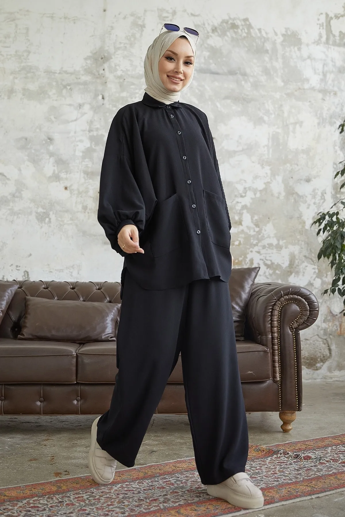 InStyle  Muno Lässiges Set mit Ballonärmeln - Schwarz