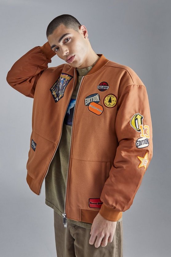 Oversize Bomberjacke mit Nylon-Ärmeln
