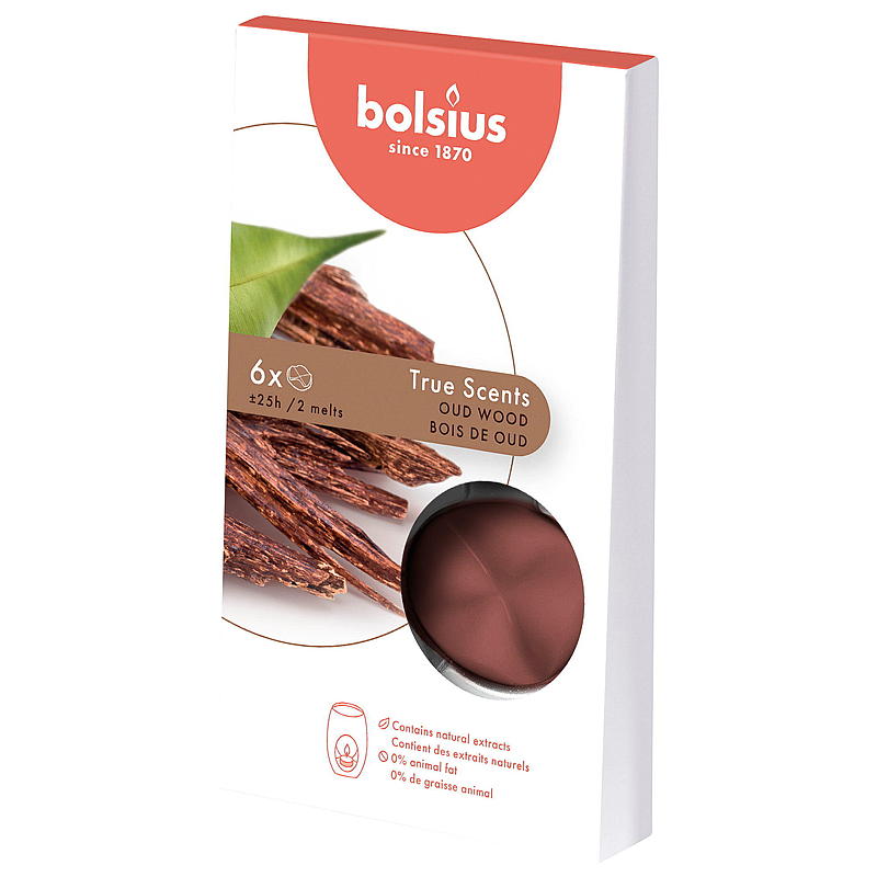 Bolsius Duftvoks 6-pk oud wood True Scent