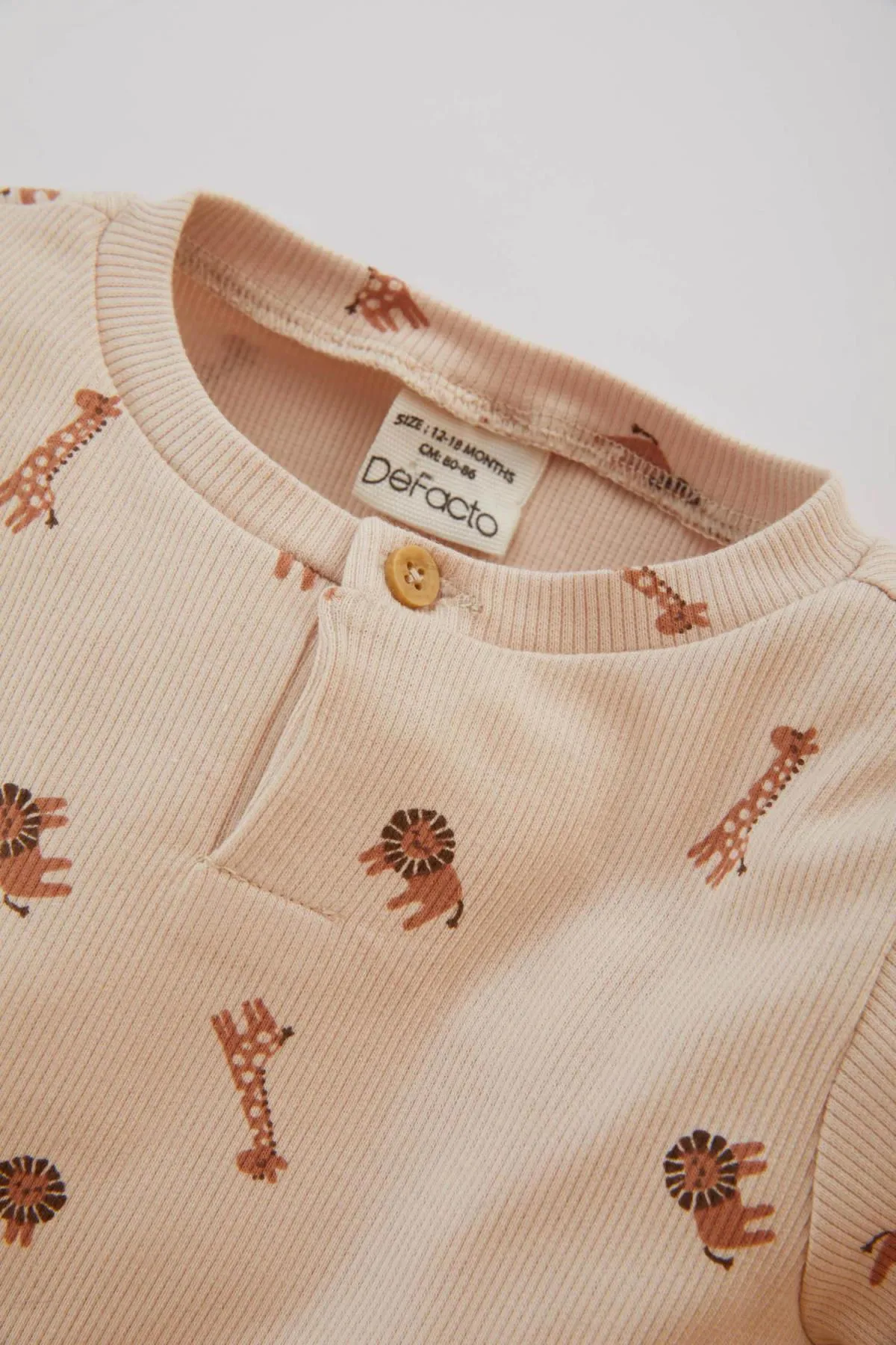DeFacto  Pyjama-Set für Babys und Jungen mit Safari-Print, langärmlig, geripptes Unterhemd B7733a524sp