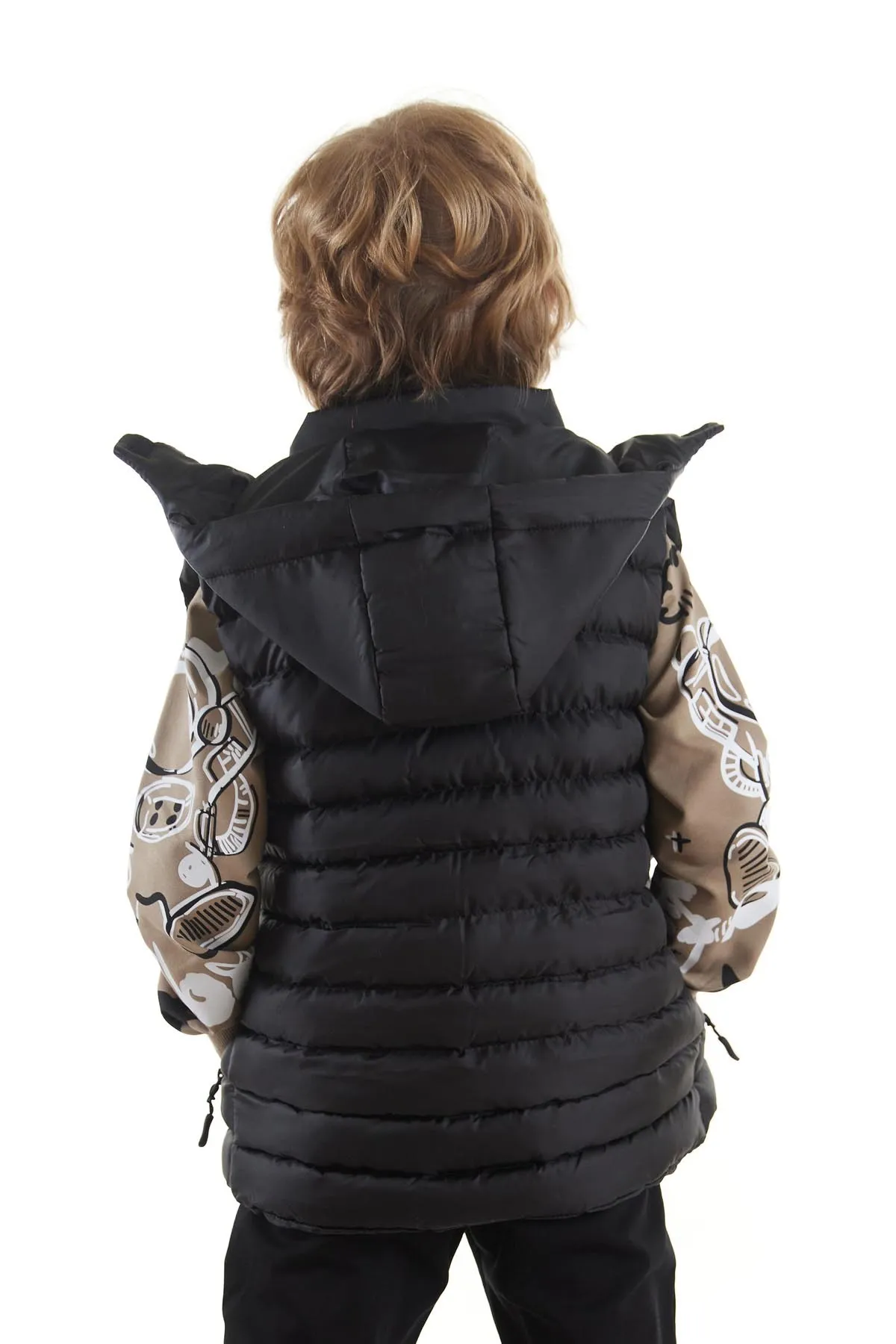 AHENGİM  Jungen-Modetrend-Pufferweste mit Kapuze Ak215051