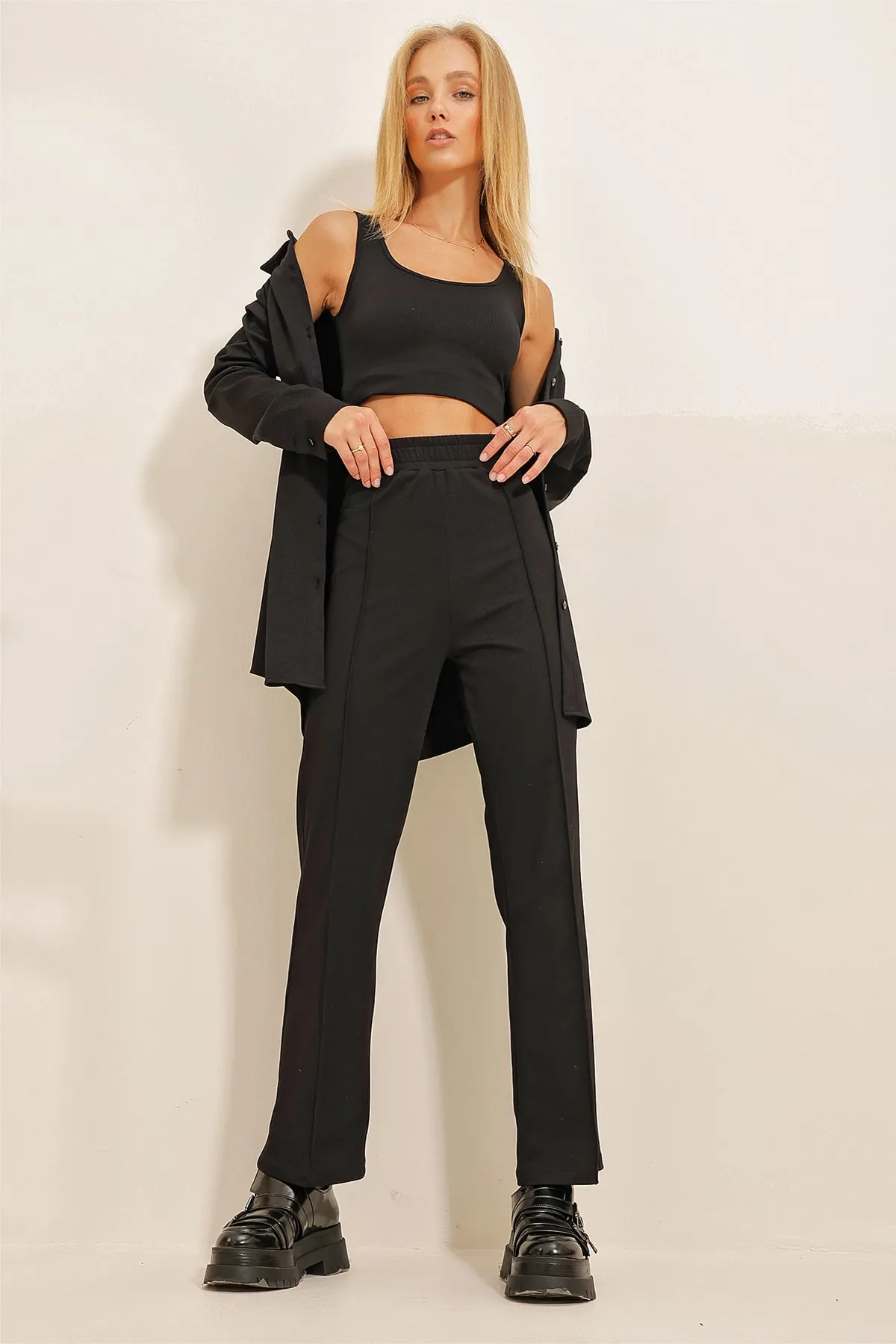Trend Alaçatı Stili  Zweiteiler - Schwarz - Regular Fit
