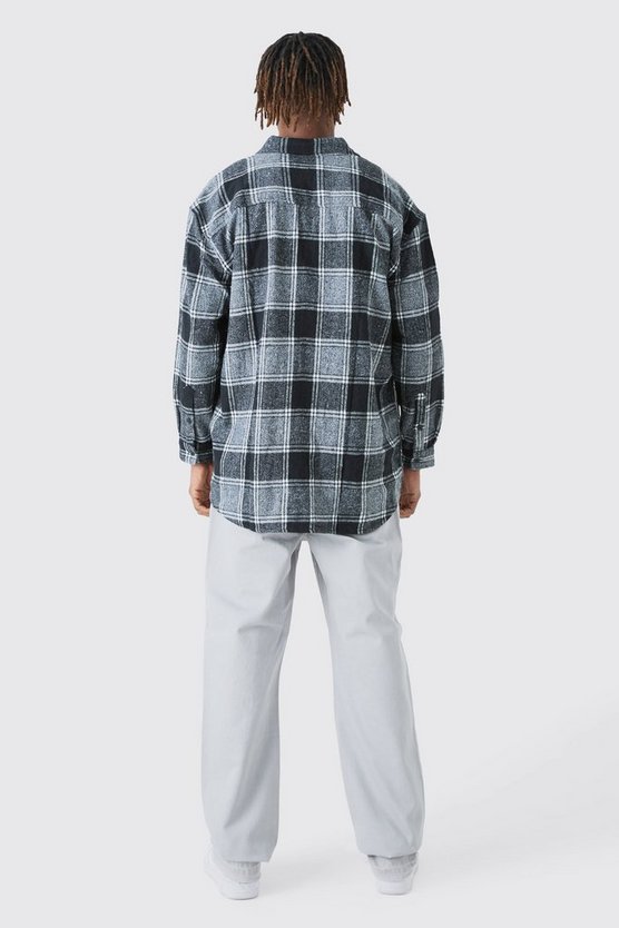 Tall langärmliges kariertes Oversize Flannel-Overshirt