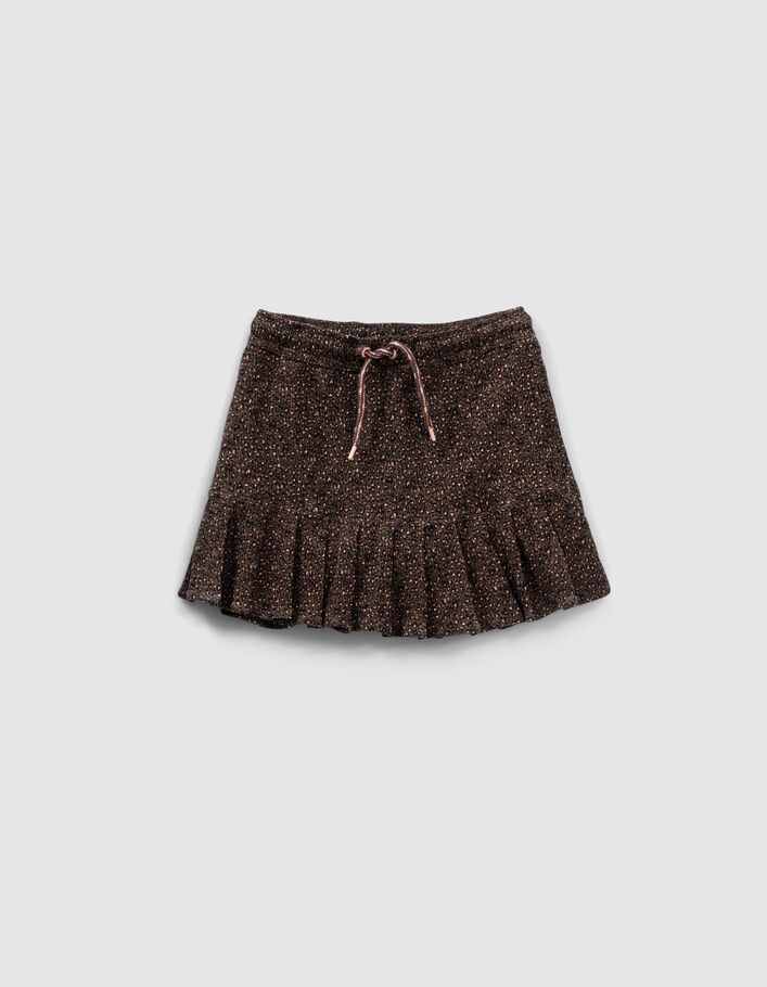 Jupe-short kaki imprimé léopard-coeurs fille