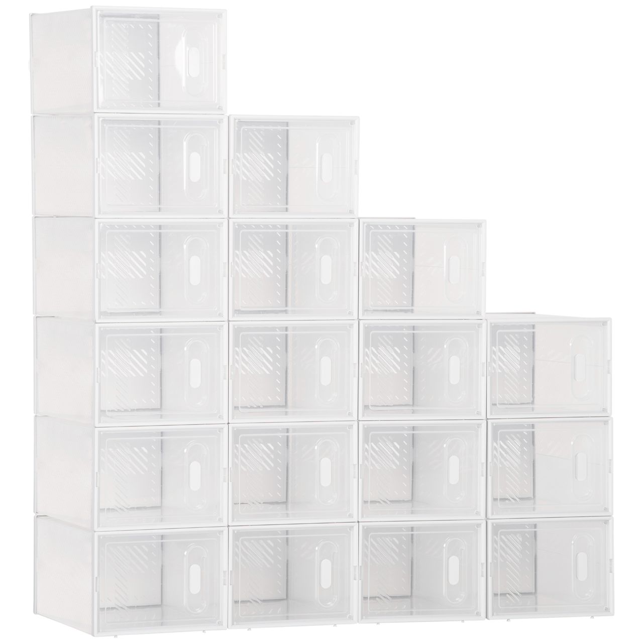 HOMCOM DIY Schuhbox Schuhkartons mit 8 Fächern Aufbewahrungsbox Transparent