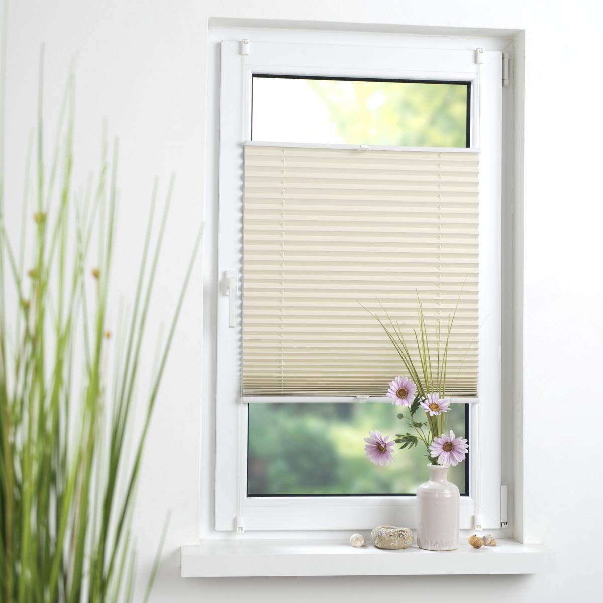 Bella Casa Klemmfix Thermo Plissee verspant, verdunkelnd, 100 x 130 cm beige