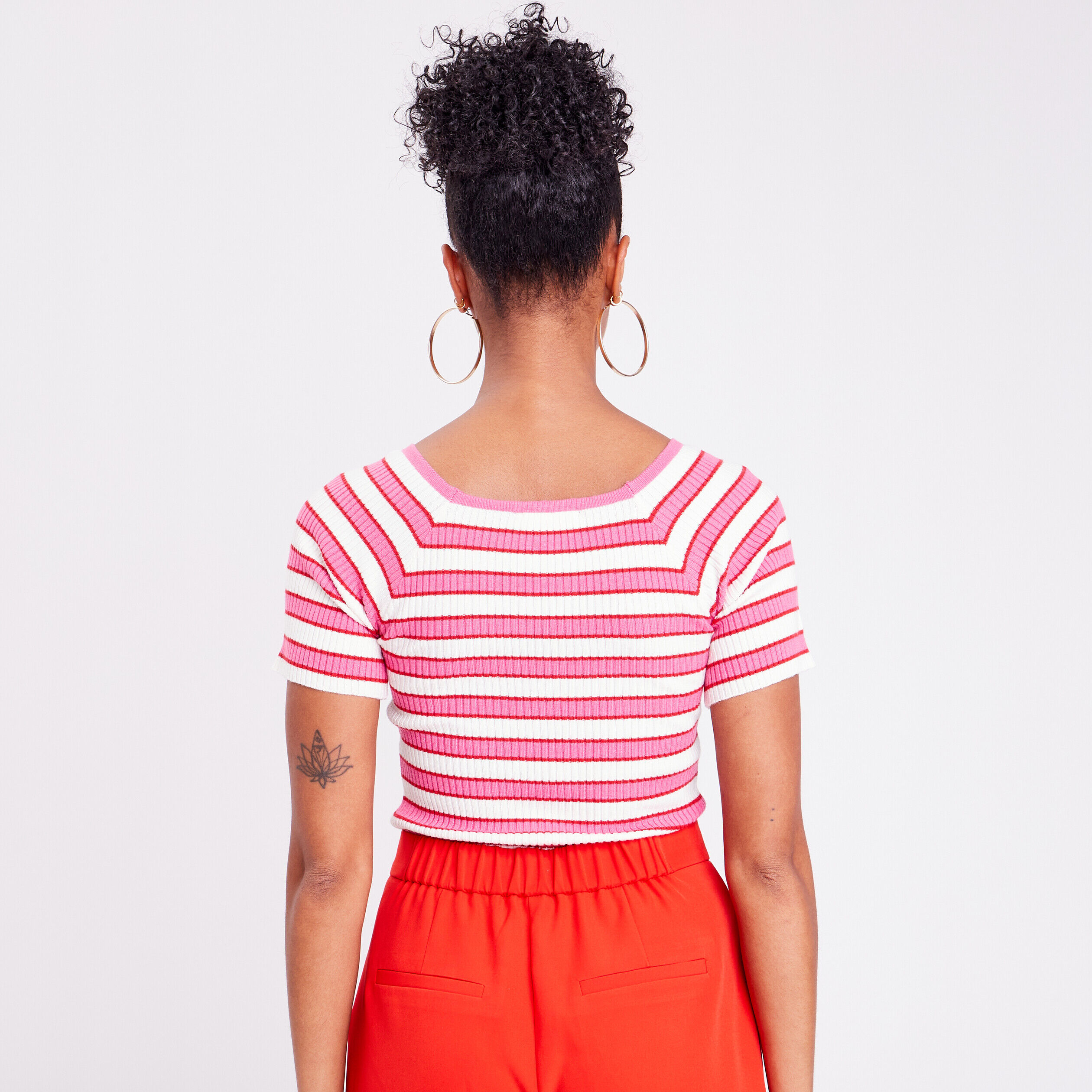 T-shirt ajusté côtelé multicolore femme | Cache Cache